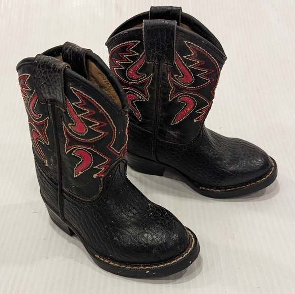 Black and red embroidered Toddler boy Cowboy boots size 5 - Picture 2 of 11